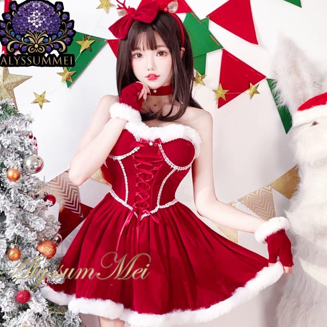 1057 ❤️クリスマスコスチュームコスプレワンピースロリータメイドイベント服M ロリータ ワンピース ゴスロリ メイド ゴシック コスプレ