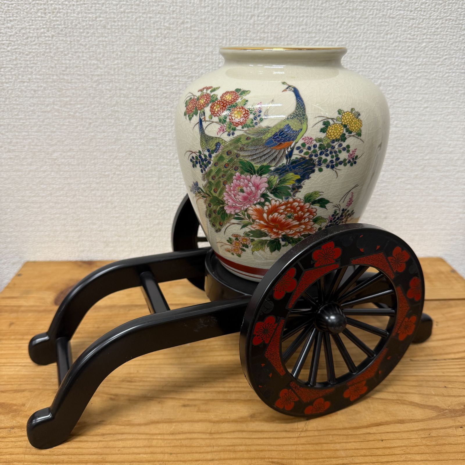 【未使用】花器　花瓶　人力車　御所車 未使用】花器 花瓶 人力車 御所車 【公式通販】