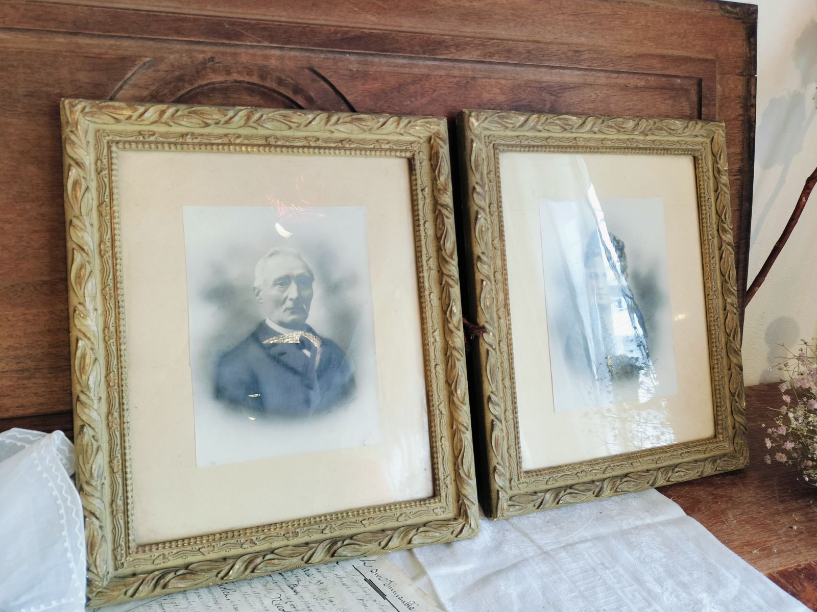 フランスアンティーク 額と写真セッ フランス アンティーク 大型額縁