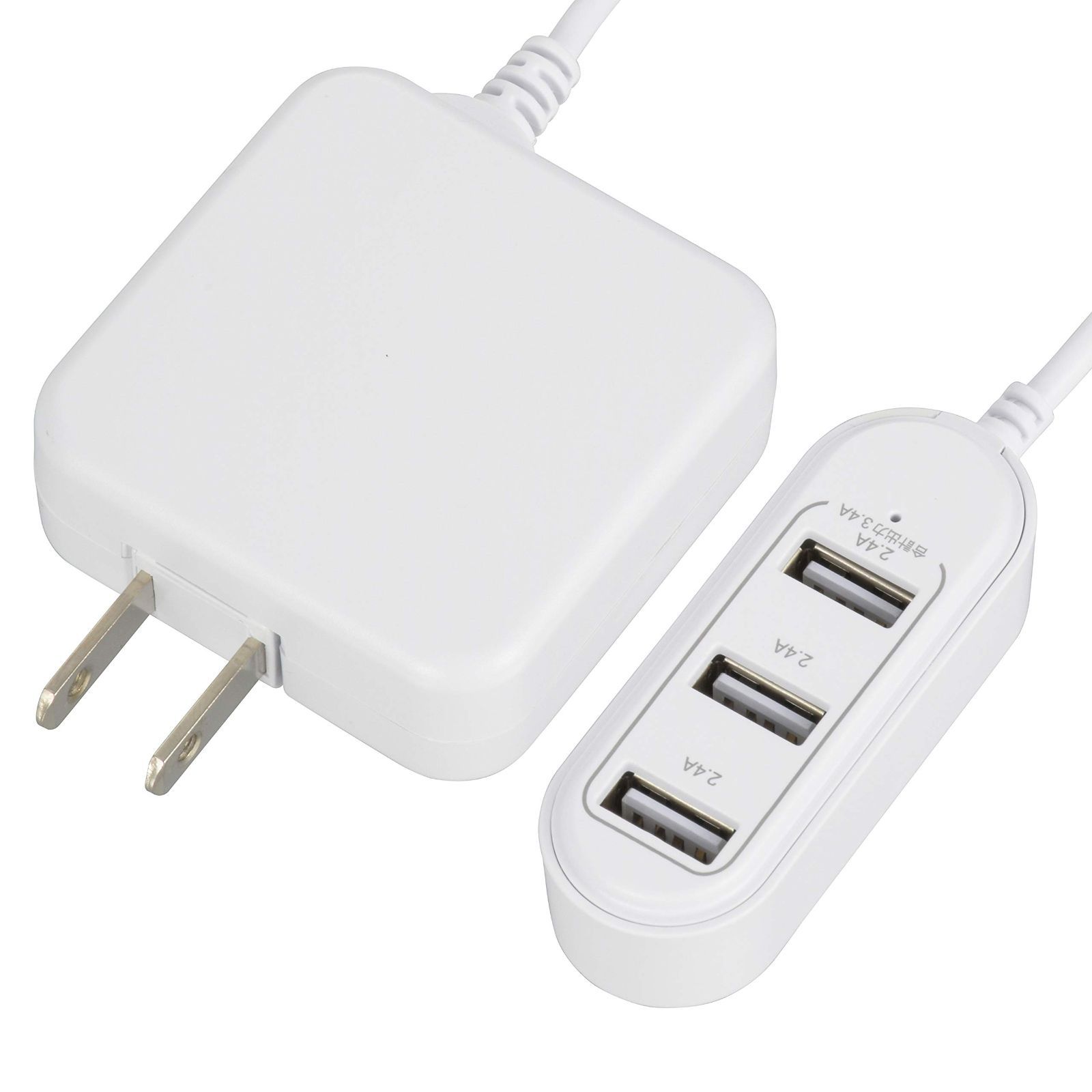 【特価商品】オーム電機 コード付きACアダプター USB電源タップ 3ポート MAV-AUHB34A-W 01-3794 OHM