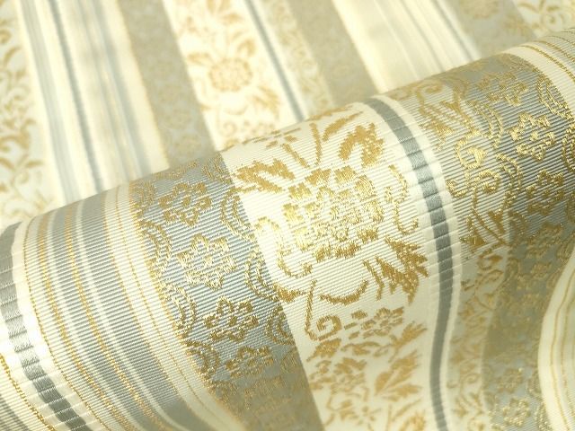 平和屋本店■極上　本場筑前博多織　草木染　手織工房　染匠：小森久　全通柄袋帯　如水間道　金糸　逸品　DZAA1884kh4 平和屋本店□極上 本場筑前博多織 草木染 手織工房 染匠：小森久 全通