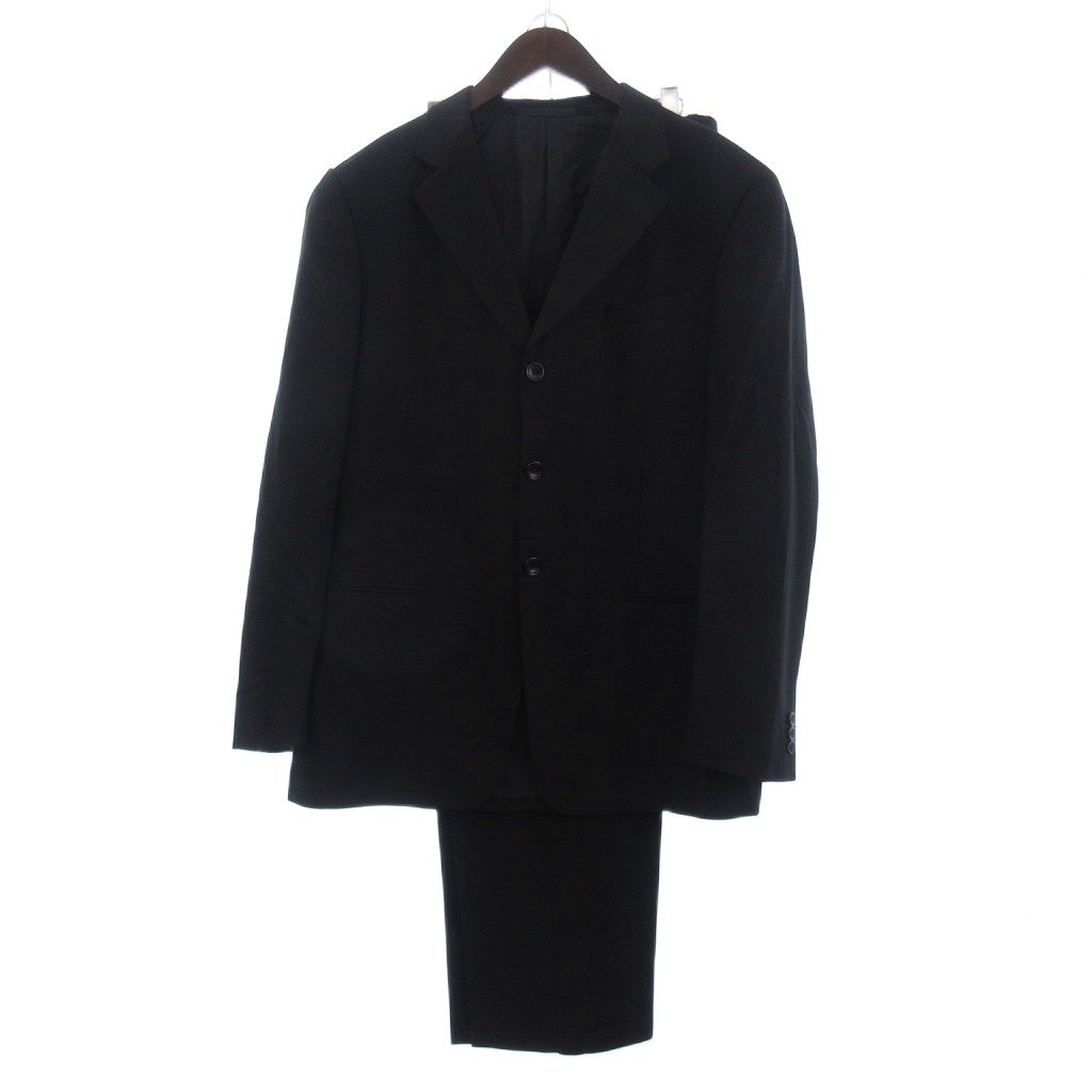 アルマーニ コレツィオーニ ARMANI COLLEZIONI スーツ セットアップ テーラードジャケット シングル 3B パンツ スラックス 黒 ブラック 52
