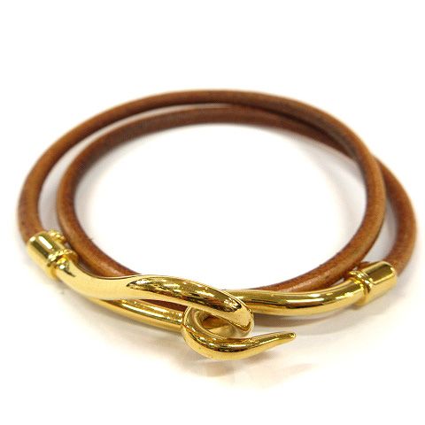 エルメス HERMES ジャンボ ブレスレット 2連 ブラウン ゴールド