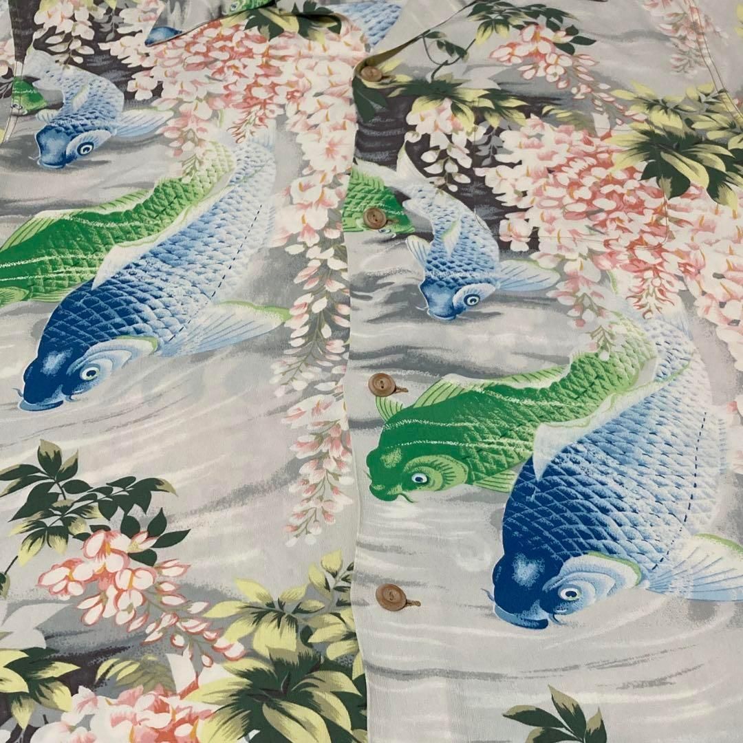 美品】サンサーフ 開襟 アロハシャツ 希少XLサイズ 鯉 和柄