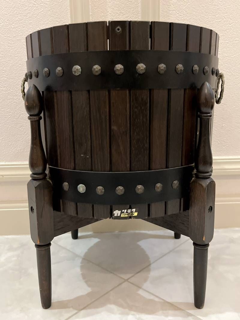 カリモク 木製 樽型 プランターポット フラワースタンド カリモク家具