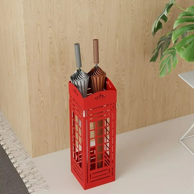 傘立て グリッドスタイル レトロ クランク レッド ホワイト ブラック アンブレラスタンド 傘ホルダー アイアン 鉄 ホテルロビー 玄関 ホームデコ アメリカン EVOs794