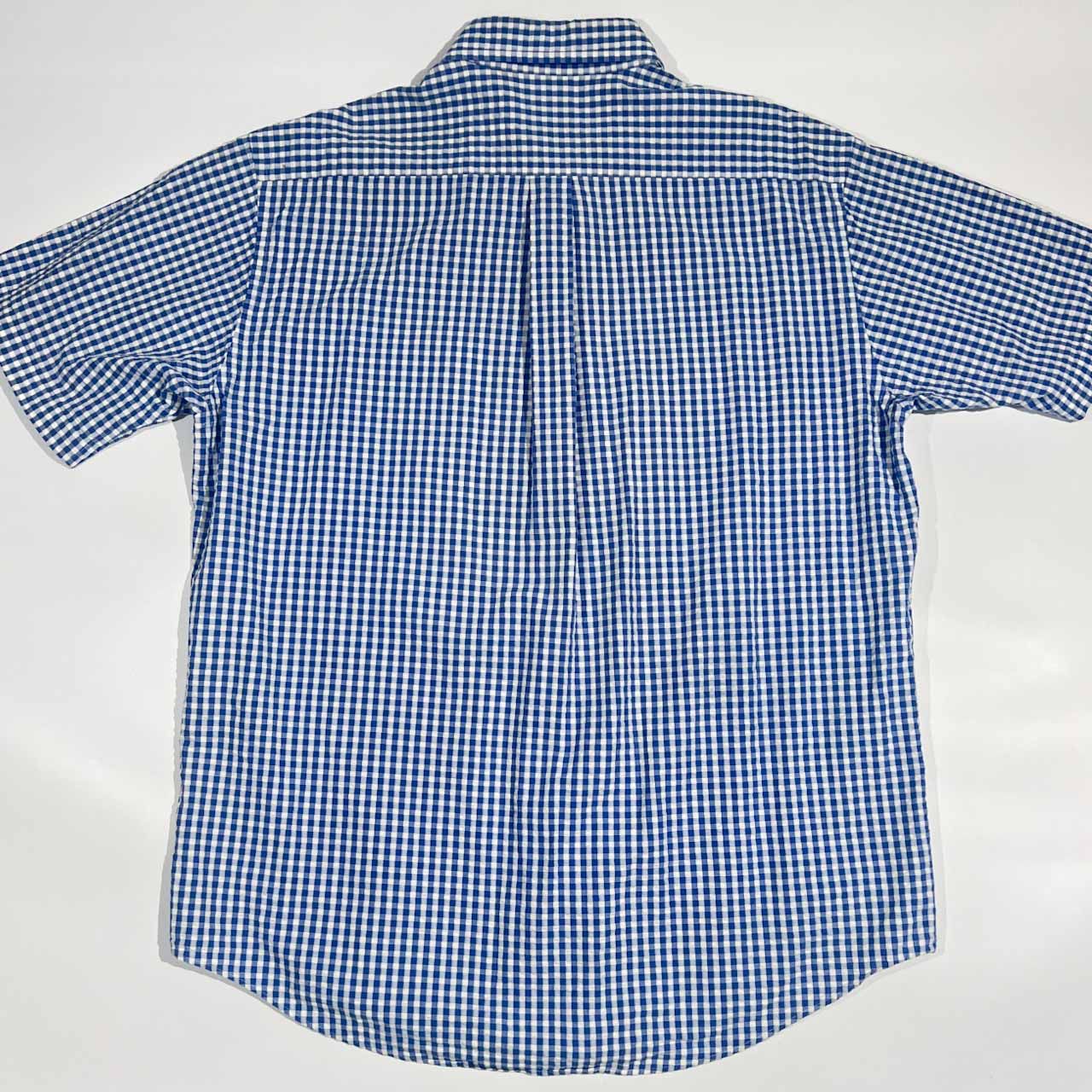 00s ブルックスブラザーズ シアサッカー 半袖 シャツ ギンガムチェック 刺繍 Brooks Brothers ブルックスブラザーズ ギンガムチェック BD