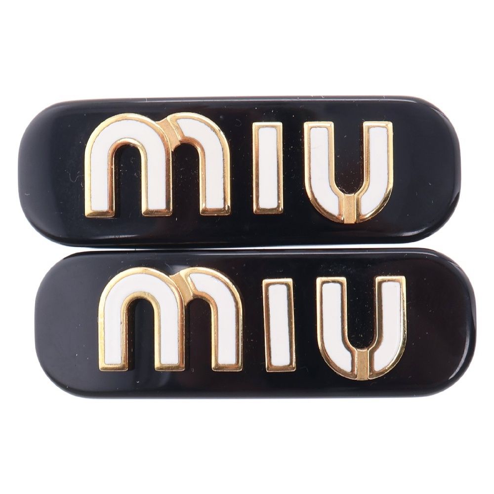 【MiuMiu正規品】ヘアクリップ バレッタ ブラック ロゴ miumiu (ミュウミュウ) バレッタ ヘアクリップ ロゴ ブラック