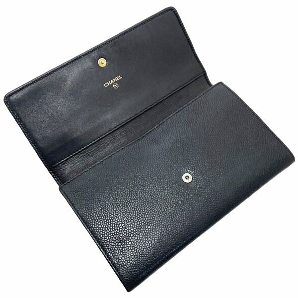 シャネル 長財布 ココマーク 二つ折り長財布 キャビアスキン レザー 革 ブラック 黒 CHANEL CC ファスナー長財布 財布 ロングウォレット ウォレット サイフ その他 折り財布