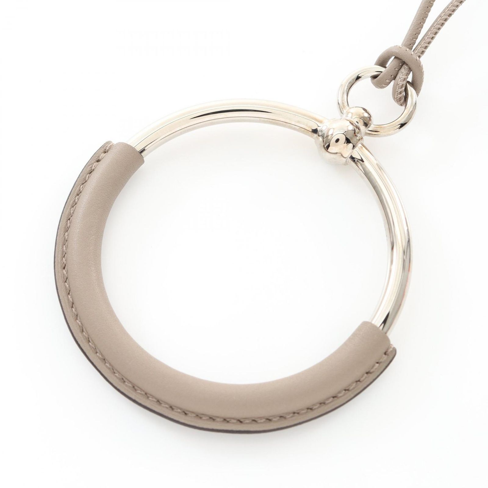 エルメス HERMES ネックレス ループグラン レザー ステンレススチール 
