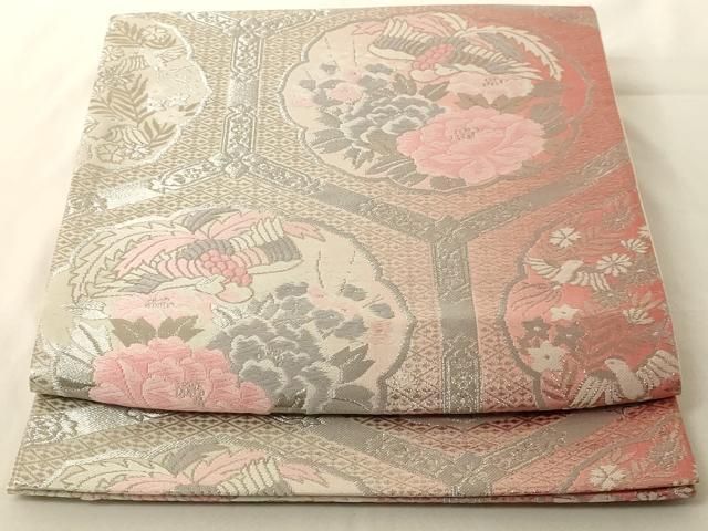 平和屋着物◎六通柄 本袋帯 唐織 花蝶丸文 正絹 逸品 AAAM3185sx