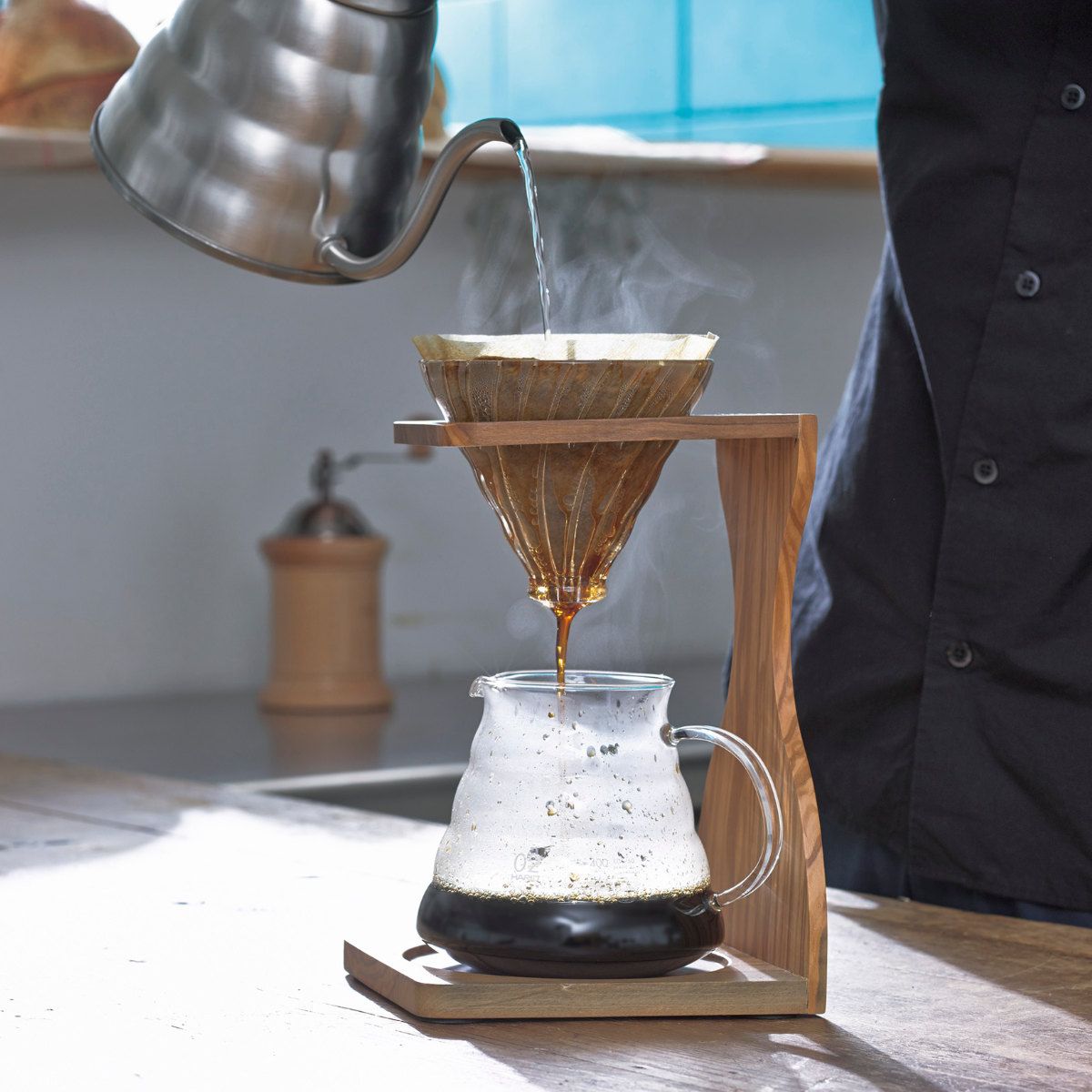 ハリオ コーヒー ドリッパーセット 1～4杯用 V60 オリーブウッド