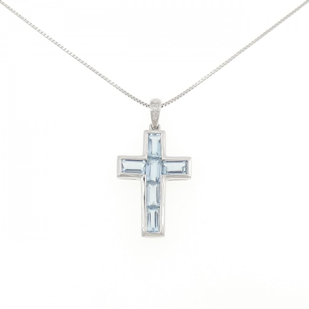 PT900/PT850 クロス アクアマリン ネックレス 1.43CT - メルカリ 