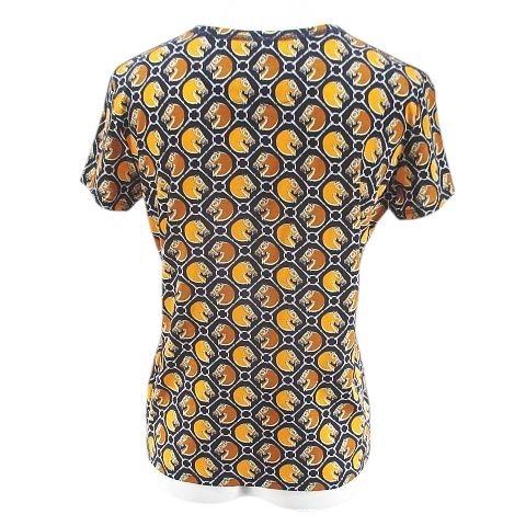 エルメス HERMES ホースヘッド 馬柄 半袖 Tシャツ カットソー 36 オレンジ系 フランス製 総柄