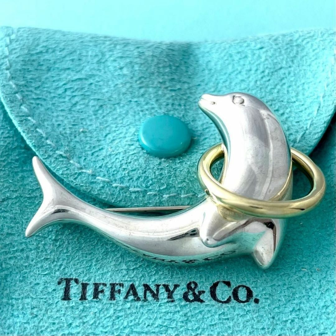 ティファニー ドルフィン イルカ ブローチ 925 750 コンビ RE2fe ティファニー ドルフィン イルカ ブローチ 925 750 コンビ RE2fe