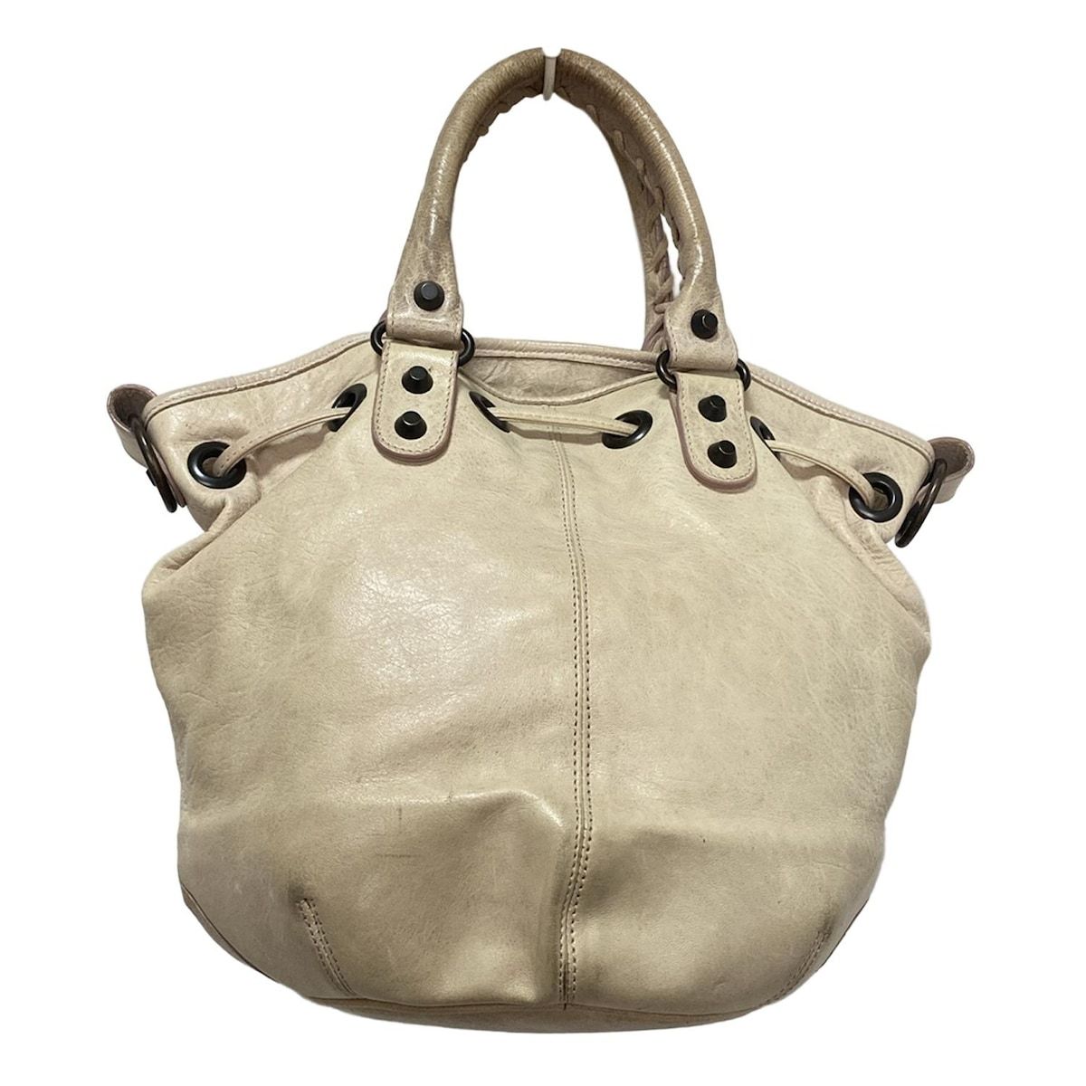 BALENCIAGA バレンシアガ ベージュ レザー ハンドバッグ BALENCIAGA - バレンシアガ BALENCIAGA ネイビーカバスS