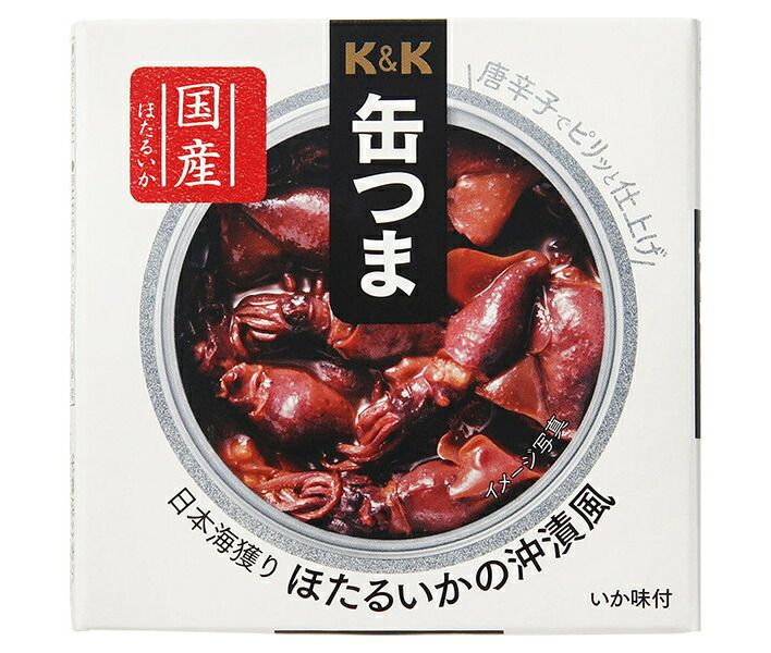 メーカー|問屋直送品 代引不可 国分 K-K 缶つま 日本海獲り ほたるいかの沖漬風 70g×12個入× 2ケース ｜ おつまみ 缶詰