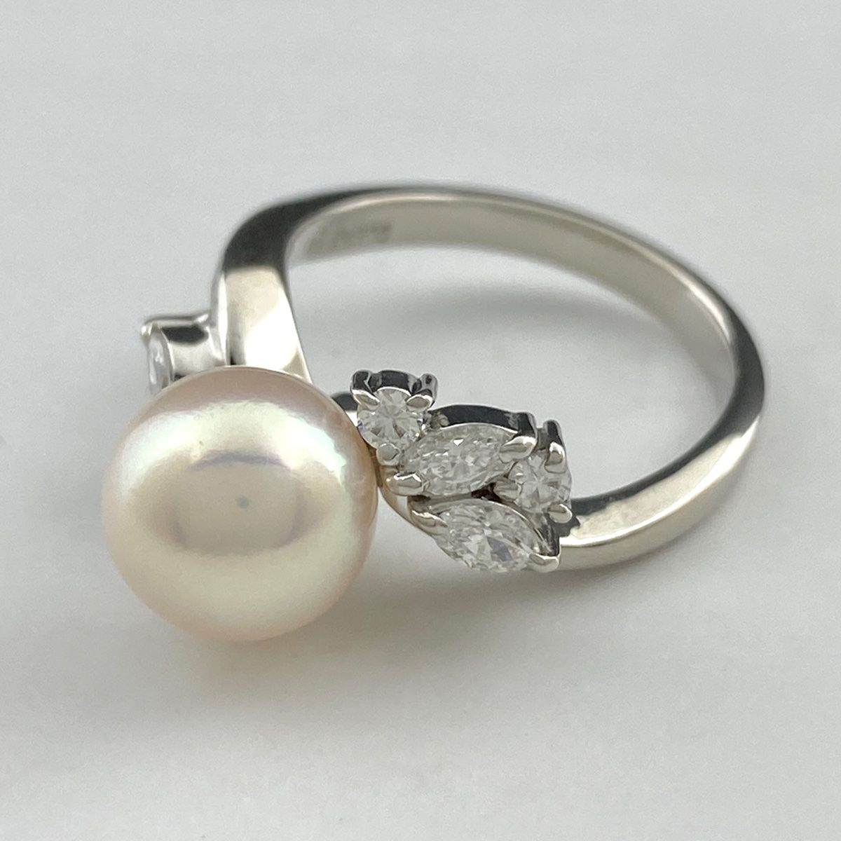 タサキ TASAKI パール デザインリング プラチナ 指輪 メレダイヤ 真珠 