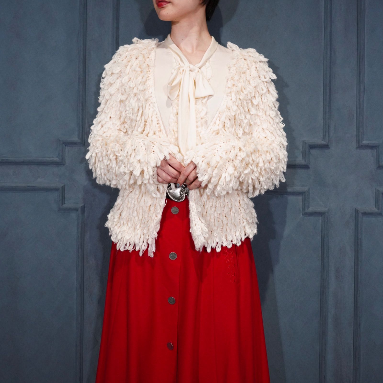 USA VINTAGE SHAGGY DESIGN KNIT CARDIGAN|アメリカ古着シャギーデザインニットカーディガン
