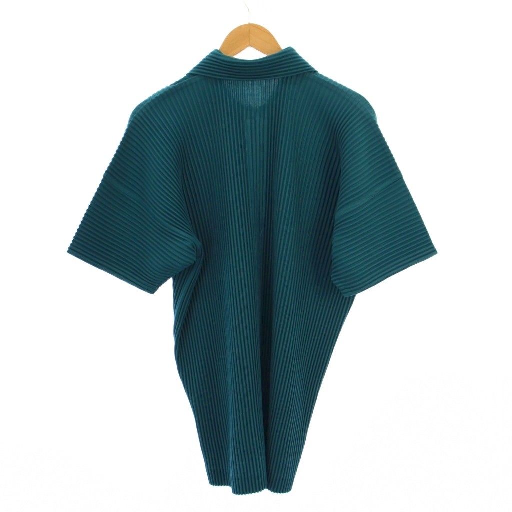 オムプリッセイッセイミヤケ HOMME PLISSE ISSEY MIYAKE 24SS MONTHLY COLOR MAY プリーツポロシャツ 半袖 レギュラー ハーフボタン ストレッチ ワン 3 緑 グリーン HP41JM121 3 BB