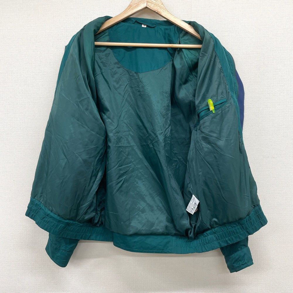 ユーロ ジップアップ シルクジャケット 襟付き ブルゾン S ブルー