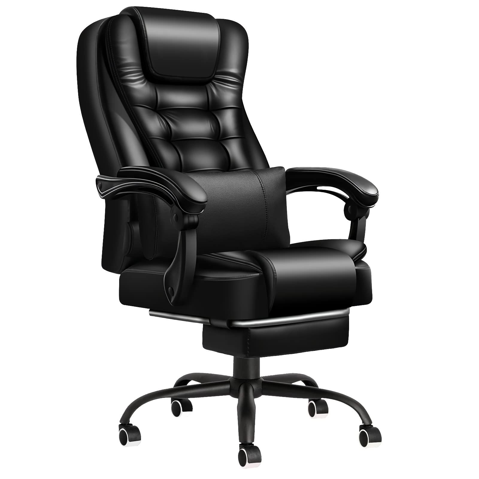 【新着商品】レザーチェア 事務椅子 リクライニングチェア 在宅勤務 伸縮可能のオットマン 可動式ランバーサポート 連動型肘掛け 135度リクライニング機能 H-LBY01 S字立体背もたれ 疲れない 
