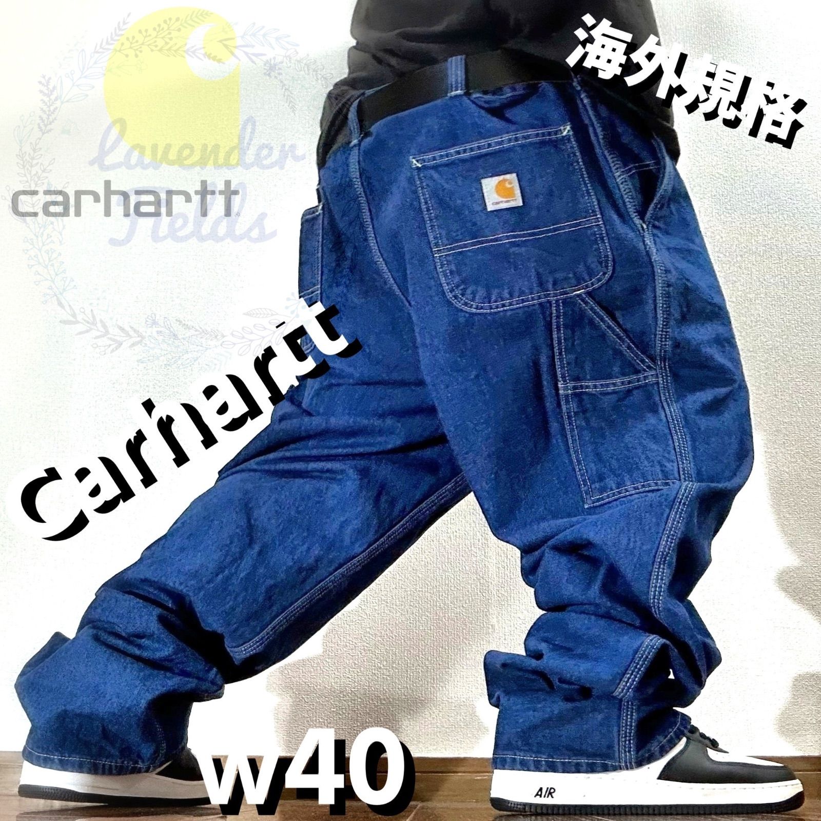 カーハートCarharttデニムペインターパンツ大きいサイズパッチロゴ紺