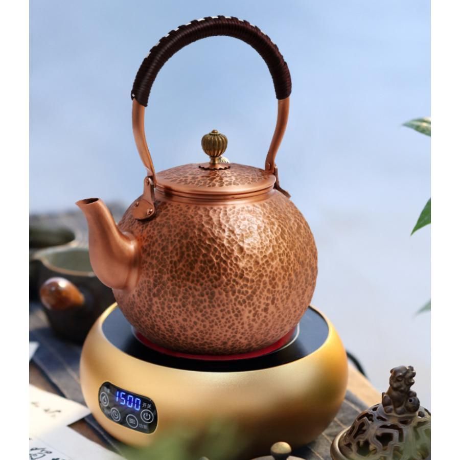 高級デザイン アロマポット ブラウン 紫銅 銅製ポット お茶沸かし やかん ティーポット 水がスムーズに出