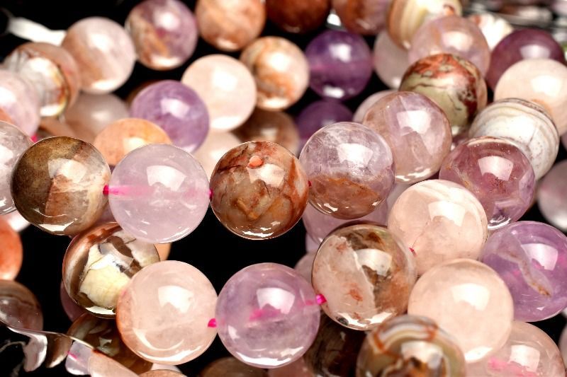 アメジストアゲート　瑪瑙　共生　17mm ブレスレット　天然石 天然瑪瑙 アメジスト＆クレイジーレースアゲート共生 12.5mm