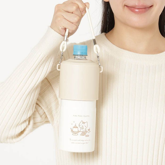 2月26日入荷予定 Fuku Fuku Nyanko スイーツカフェ ペットボトルクラー ふくふくにゃんこ 水筒 保温 500ml 600ml クーラーボックッス 学校 会社 ピクニック キャンプ  プレゼント 猫 ねこ ネコ お弁当 ランチ 猫の日