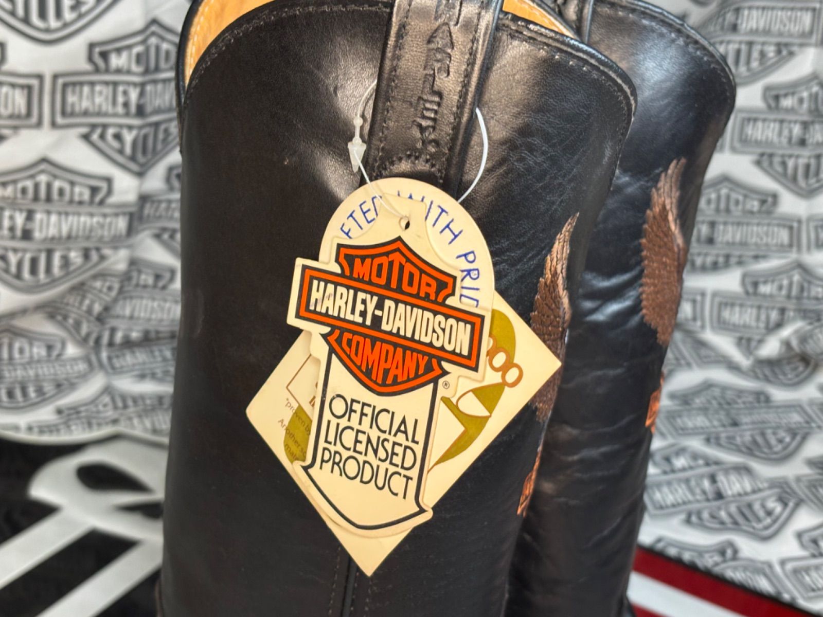 Harley-Davidson 済 モデル ♥タグ付きの純正 高品質の本革製ウエスタン ブーツ ハーレーダビットソン おしゃれファッション性の高い街歩きにも