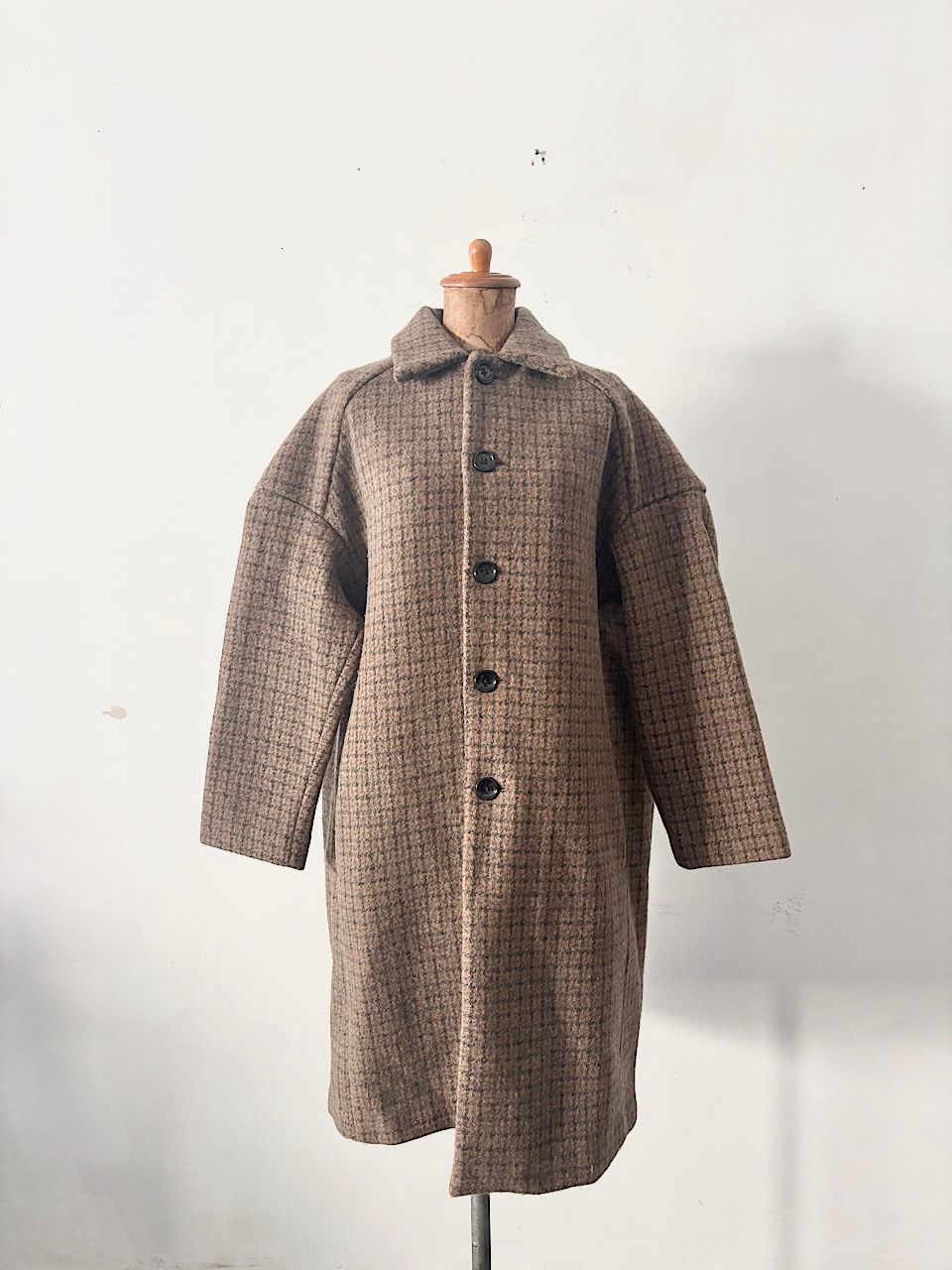 オールドマンズテーラー ウールフェルト ガンクラブチェック ボックスコート サイズS