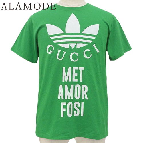 GUCCI(グッチ) アディダス コラボ Tシャツ トップス ファッション アパレル 衣類 半袖 XXS コットン グリーン緑 717422 メンズ 40802114192【中古】【アラモード】