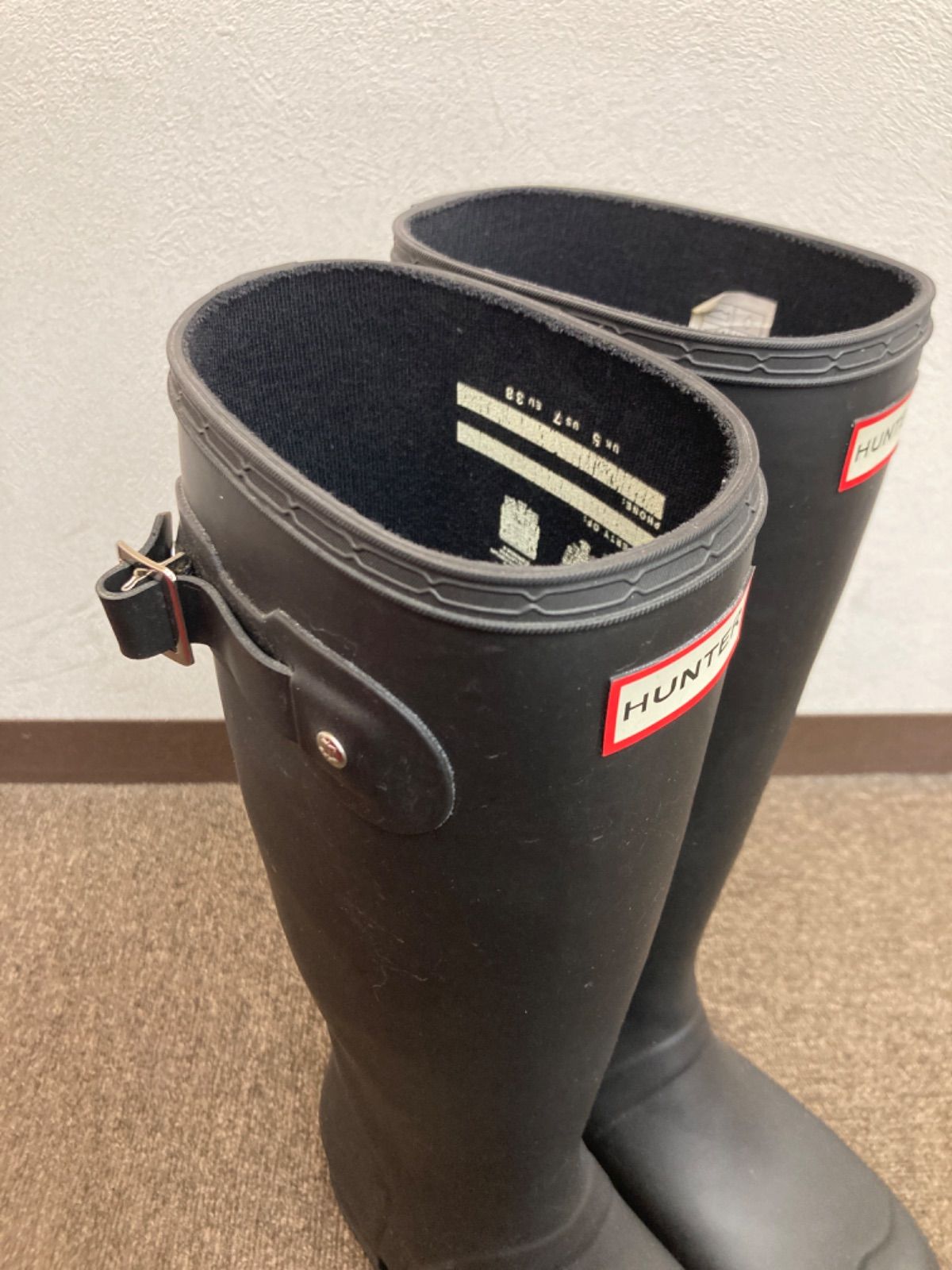 HUNTER ハンター　レインブーツ　ブラック　38 中古・古着通販】HUNTER (ハンター) レインブーツ ブラック