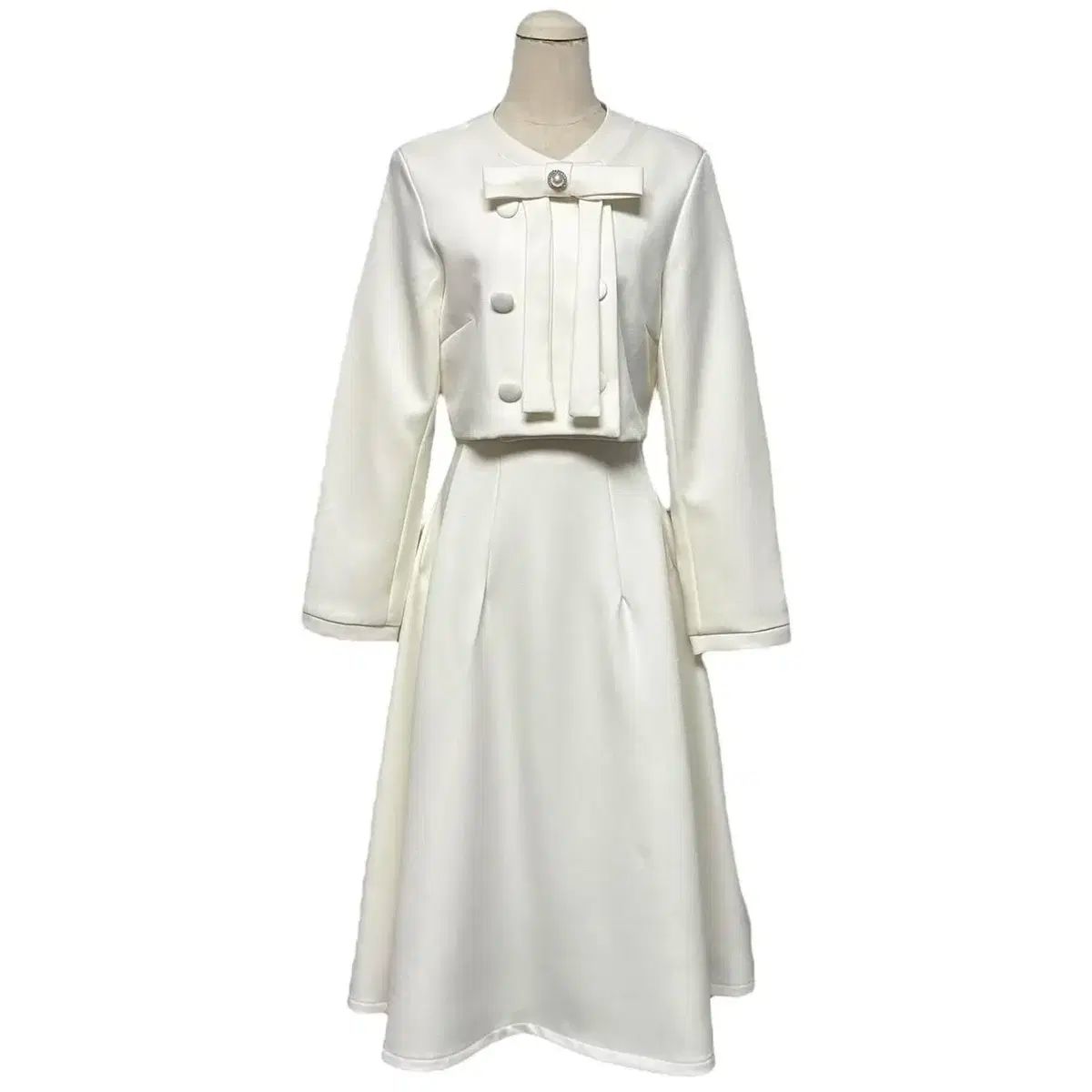 3631 アイボリー クロップドジャケット ロング丈スカート セットアップ