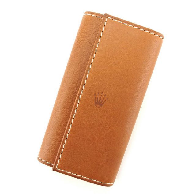 ロレックス キーケース 4連キーケース ブラウン レザーROLEX