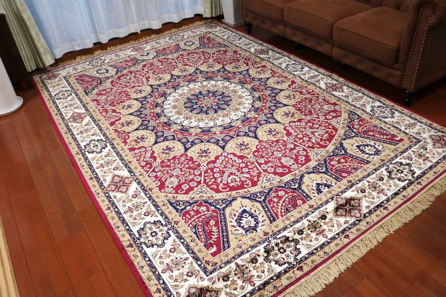 ペルシャ柄絨毯 200×290 新品未使用 6畳 大判ラグ カーペット 訳