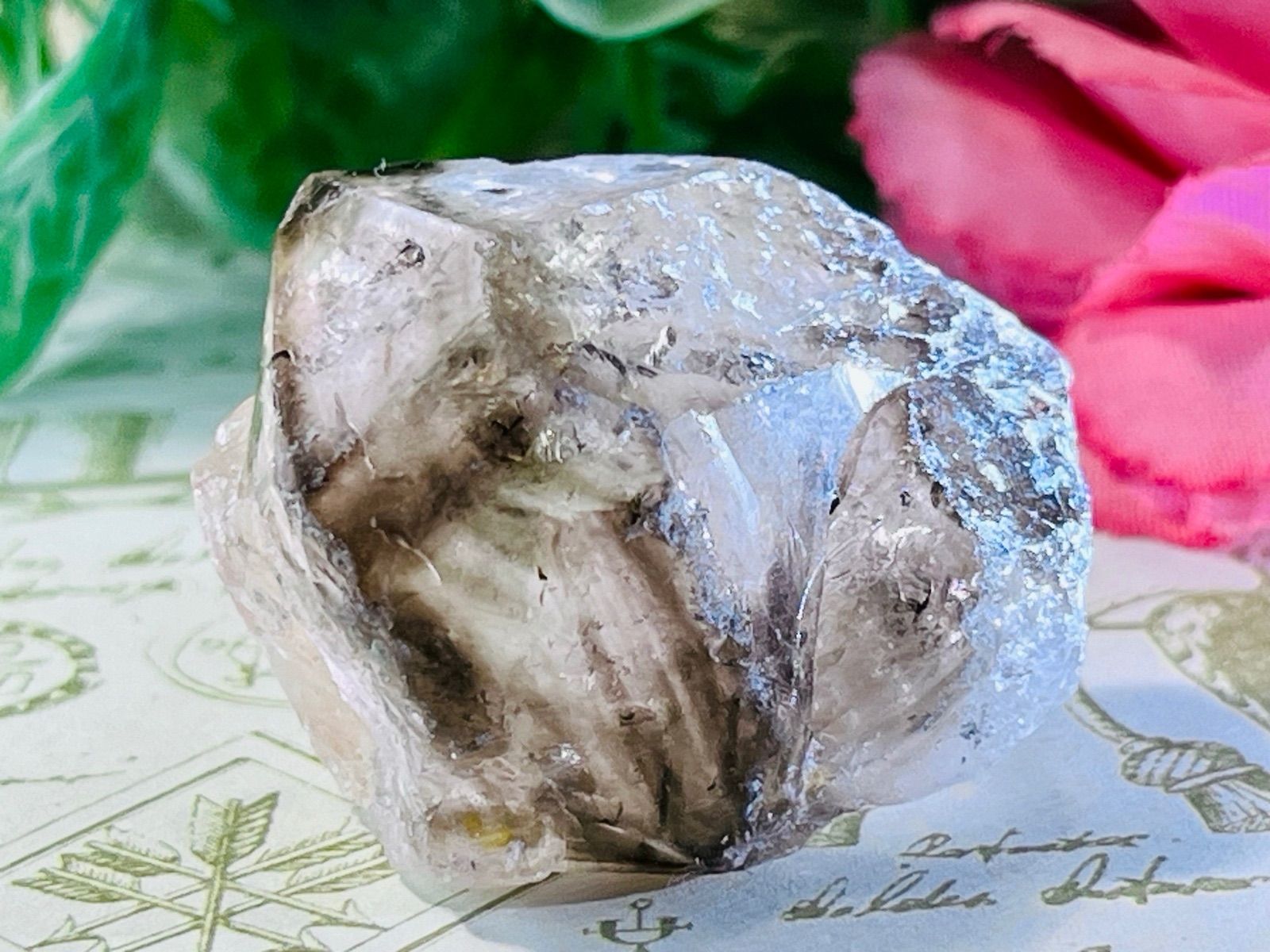 スモーキー エレスチャル クォーツ 骸骨水晶 原石 ラフストーン