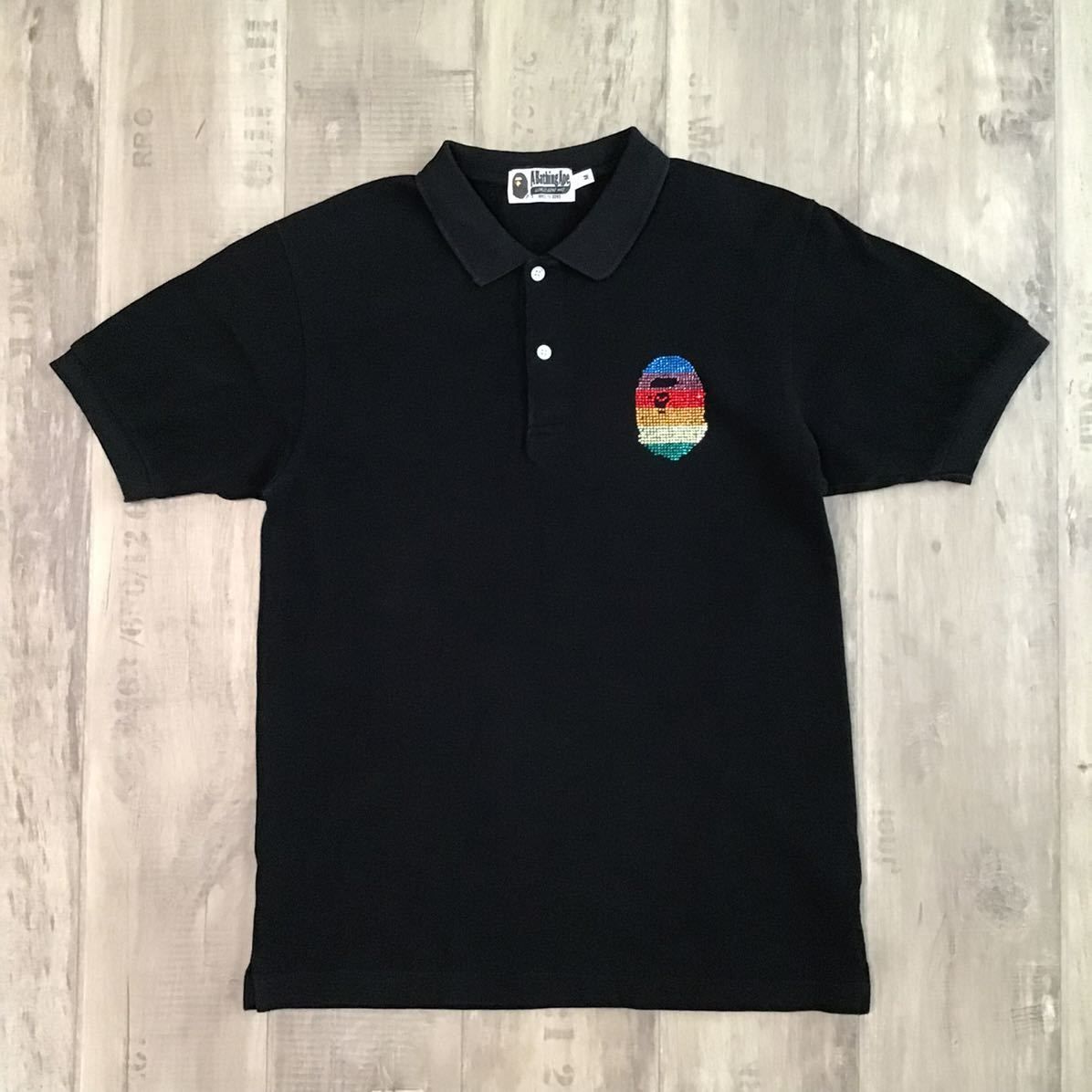 スワロフスキー APE HEAD ポロシャツ Mサイズ a bathing ape