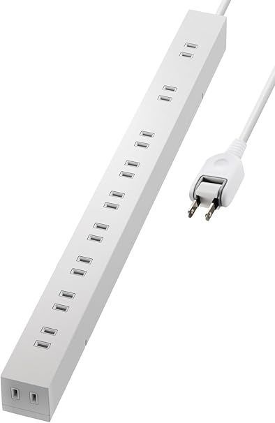 【在庫処分】エレコム 電源タップ 雷ガード 10個口 1m ほこりシャッター 【 固定 ・吊下可能な回転パーツ付き】 ホワイト ECT-0101WH