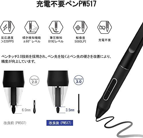 HUION 液タブ 液晶ペンタブレット Kamvas 12 11.6インチ 充