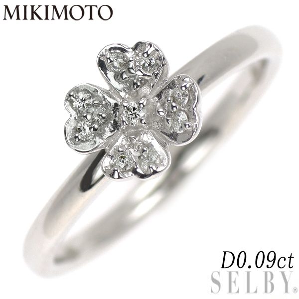 ペルリータミキモト K18WG ダイヤモンド リング 0.09ct フラワー