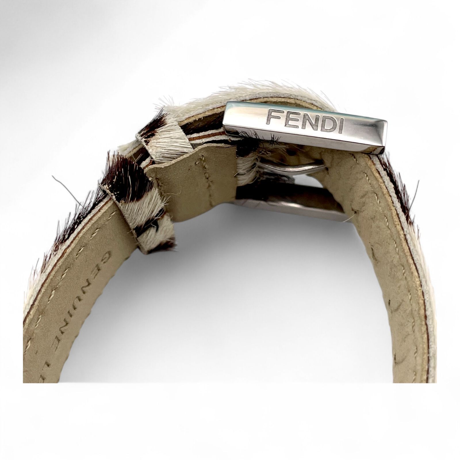 フェンディ レディース腕時計 スクエア ハラコ 磨き ターンフェイス 極美品 極美品 □ FENDI フェンディ レディース腕時計 スクエア ハラコ