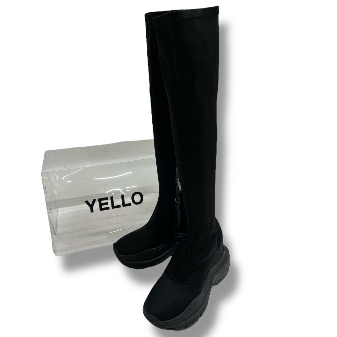 美品 箱付 YELLO TOKYO BLACK DOUBLE SNEAKER LONG BOOTS ダブル
