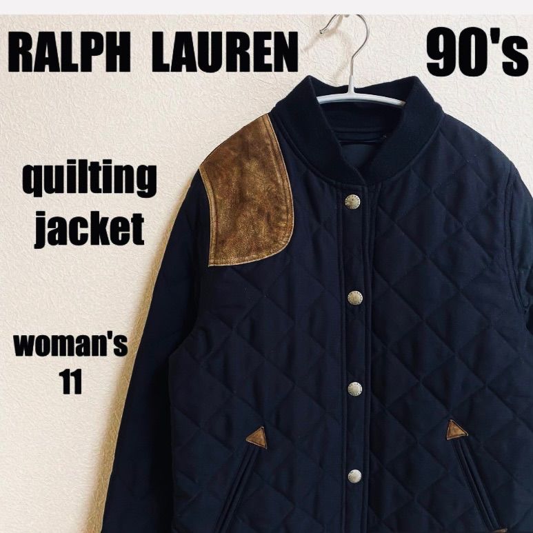 90s ラルフローレン キルティング ジャケット RALPH LAUREN ブラック 