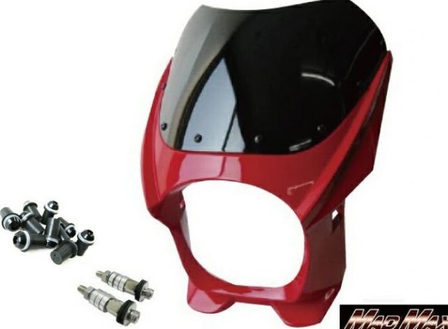 MADMAX 180φ ビキニカウル レッド M8取付 +スクリーンボルト ブラック付属 （M8-DZY2A-R-B)  MAD MAX マッドマックス 赤色×黒ボルト