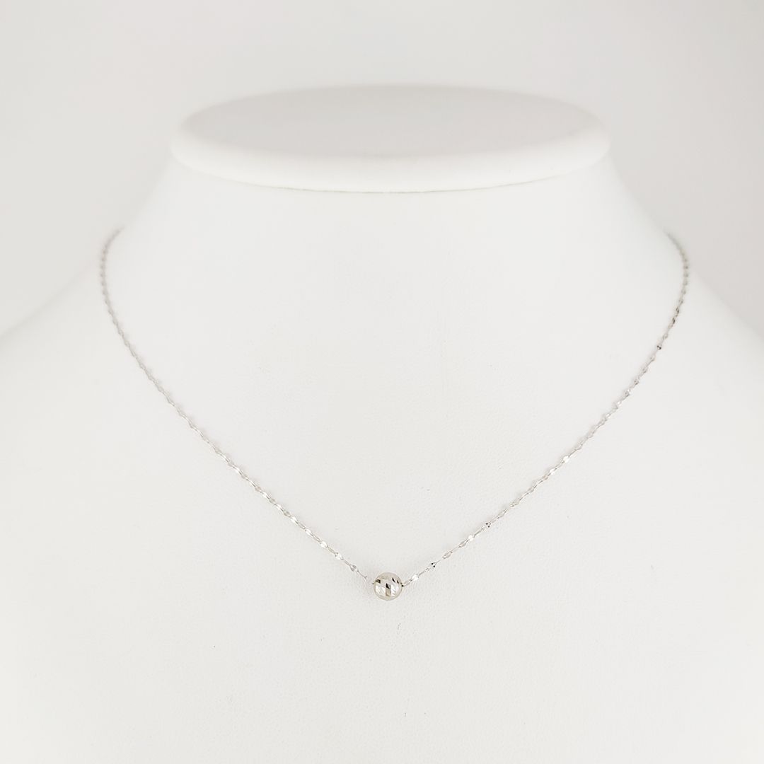 新品】ミラーボール ネックレス K18WG 18金ホワイトゴールド カット 