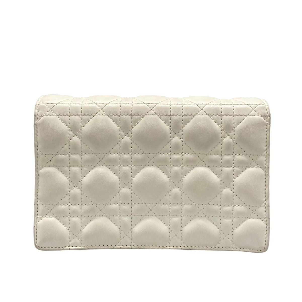 DIOR ChristianDior ディオール クリスチャンディオール 財布 マイディオール デイリーチェーンポーチ 白 チェーンウォレット ラムスキン