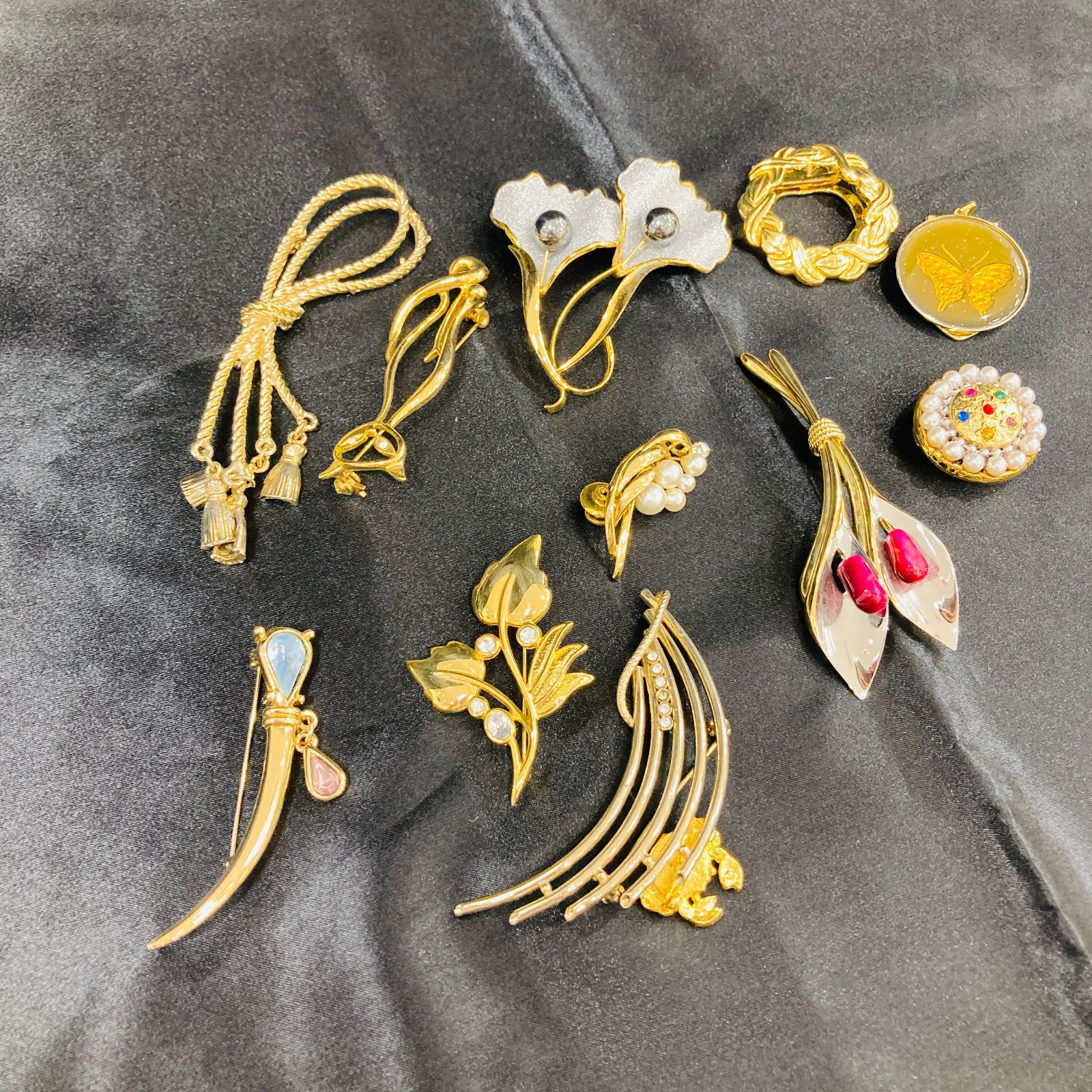 A【まとめ売り】アクセサリー ブローチ スカーフリング ゴールド 