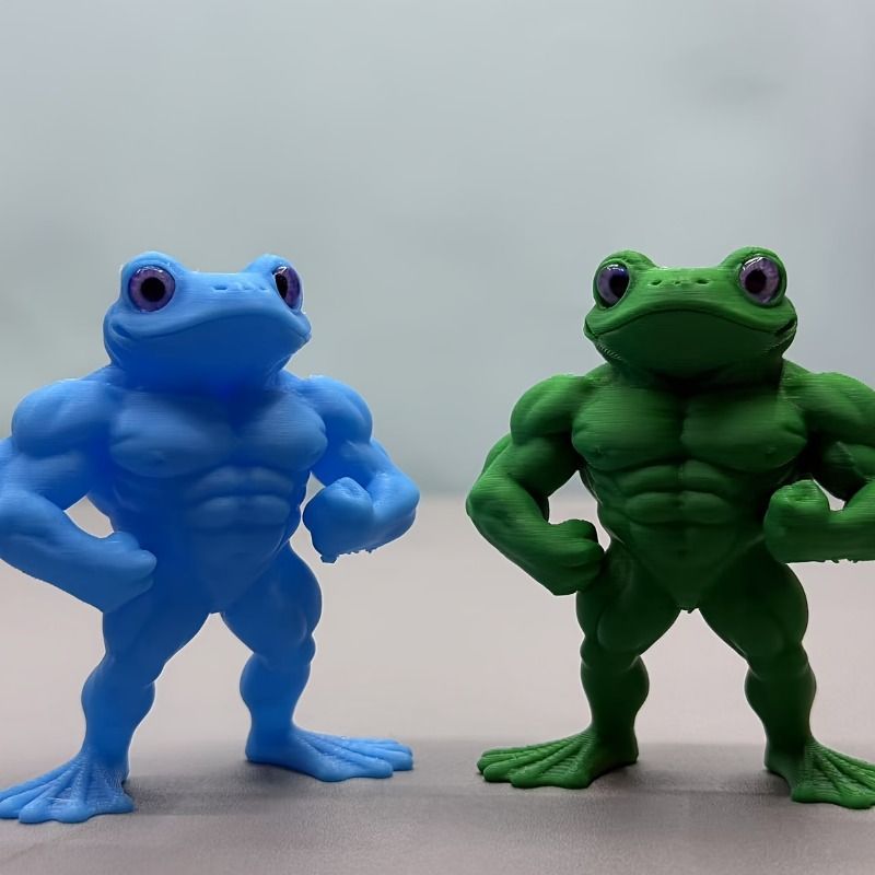 カエルの筋肉フィギュア 3個セット フィギュア カエル マッスル 二足歩行 おもしろい 置物 7cm ブルー 青